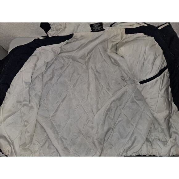 Vintage Adidas Jacket Mens L Blue Trefoil Logo Striped Full Zip Hooded Insulated - Picture 11 of 13